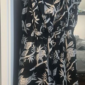 Talbots Black and White Nature Print Maxi Dress